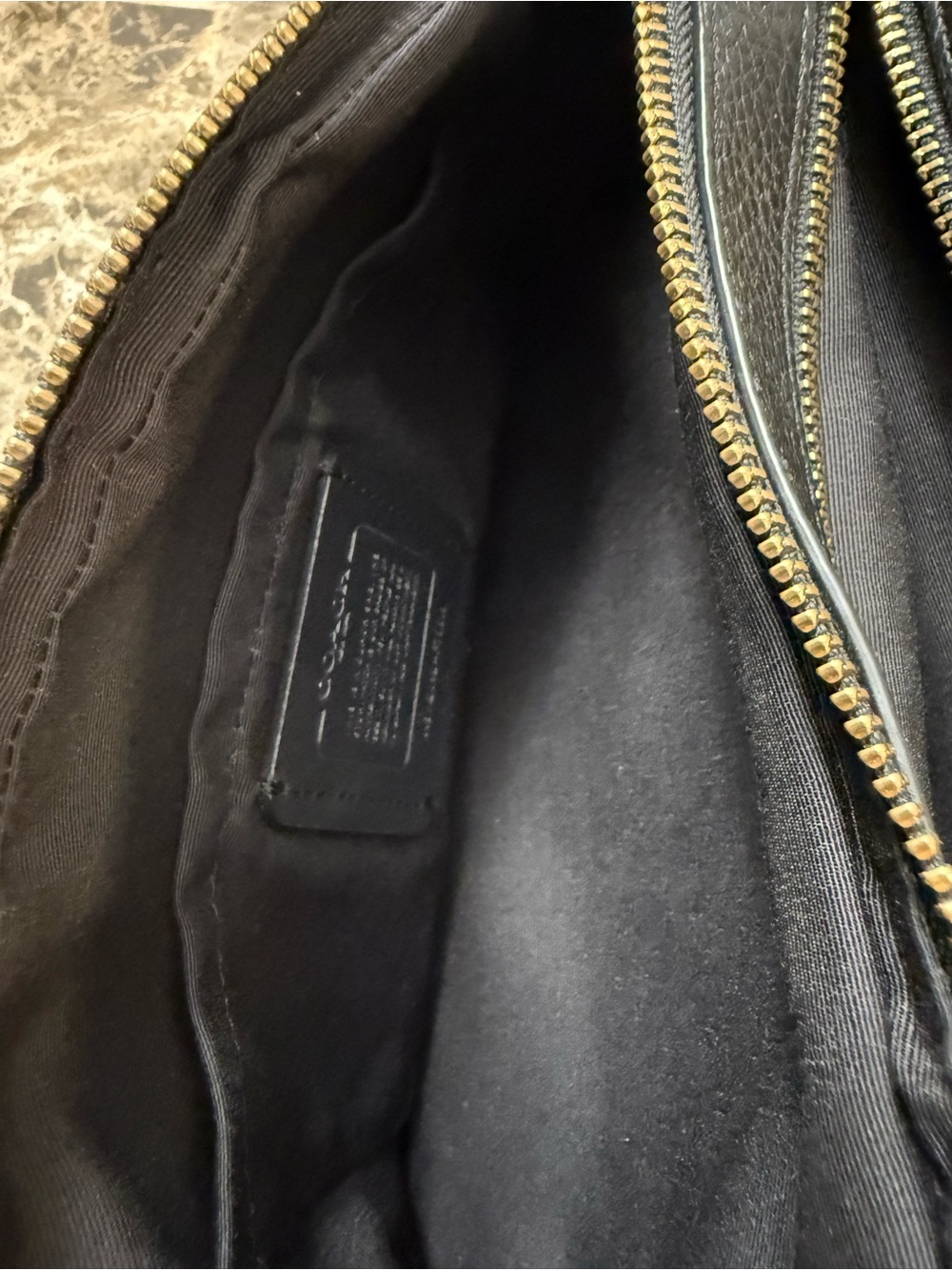 Coach Black Pebbled Leather Crossbody with Striped Strap - Picture 6 of 9